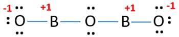 mark charges on boron and oxygen atoms in B2O3